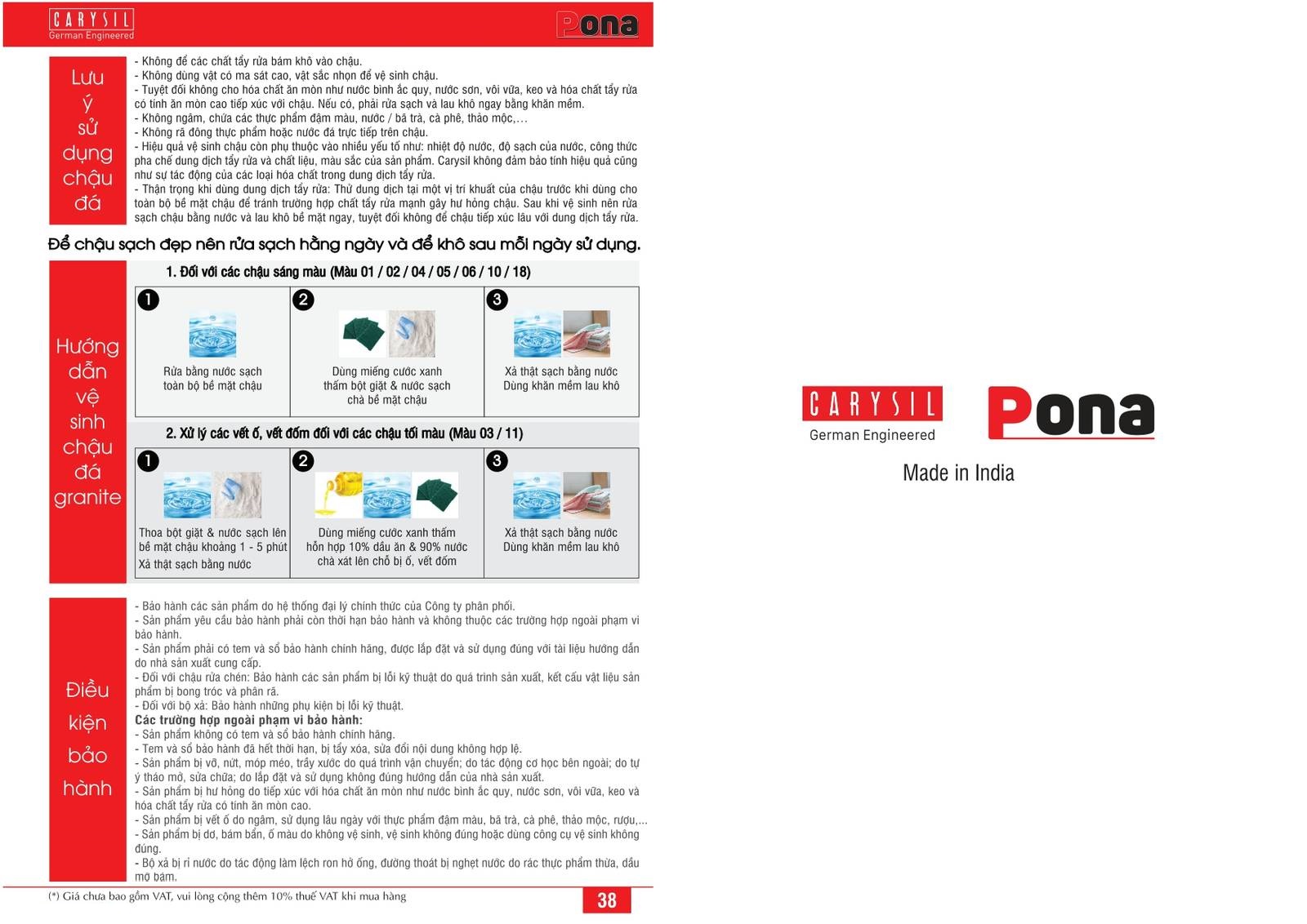 Bồn rửa chén CARYSIL Catalogue và Bảng giá mới nhất /Page 20